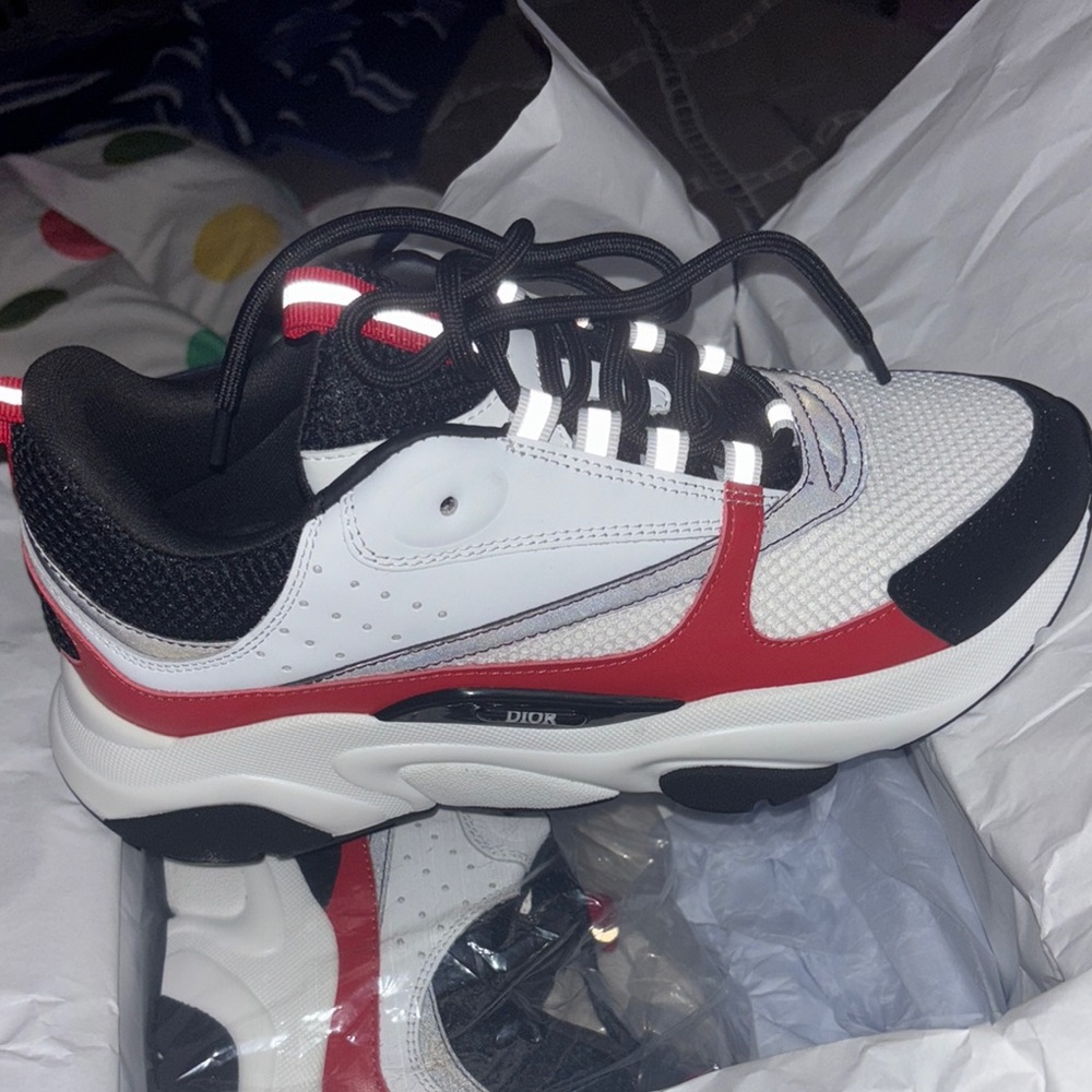 Black and Red Chunky Sneakers with Cushioned Midsole